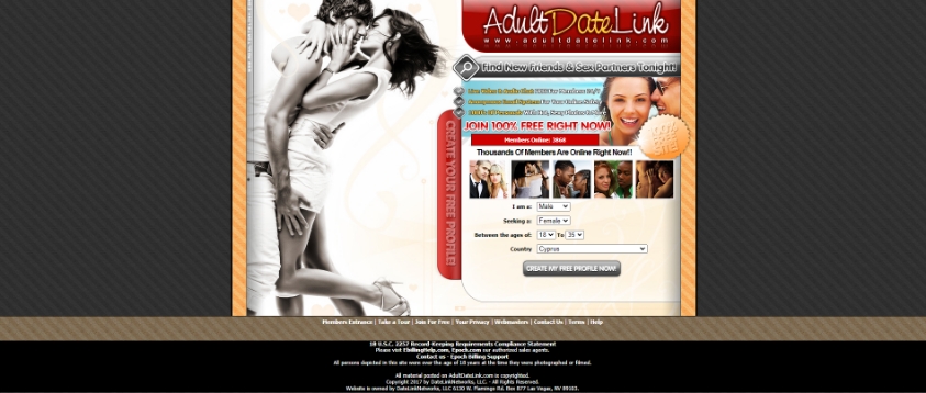 AdultDateLink.com dating site homepage