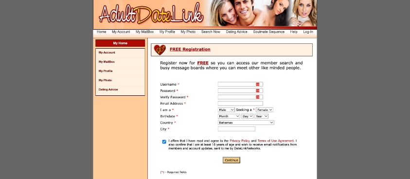 adult date link dating site registration page