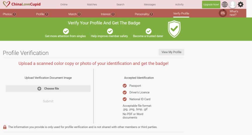 ChinaLoveCupid dating site safety and security profile verification
