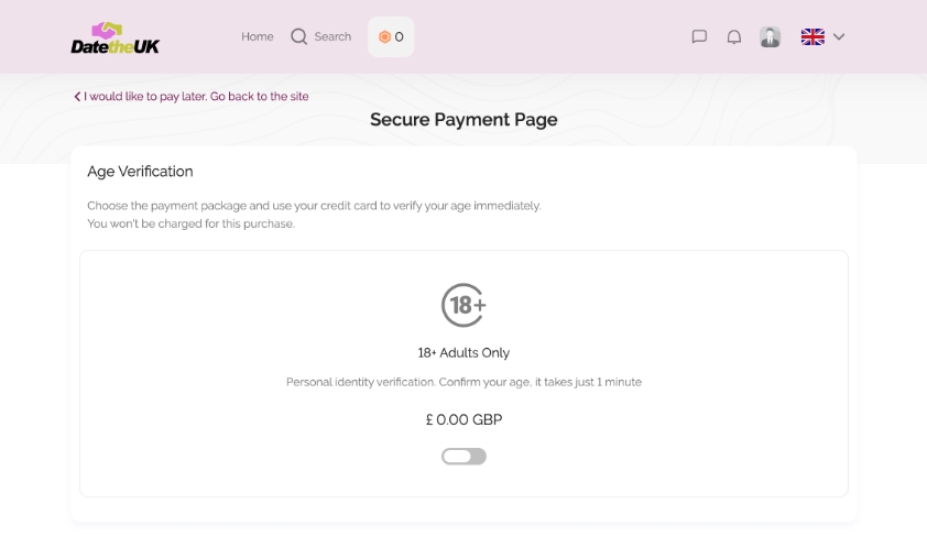 DateTheUK dating site safety and security age verification via credit card