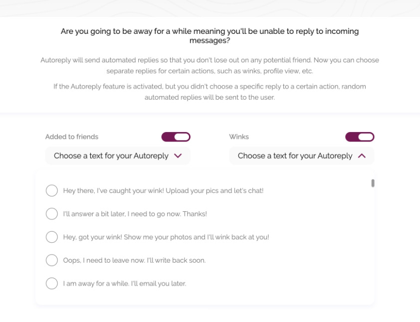 DateTheUK dating site features autoreply to messages