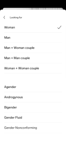 feeld dating app registration process looking for gender options