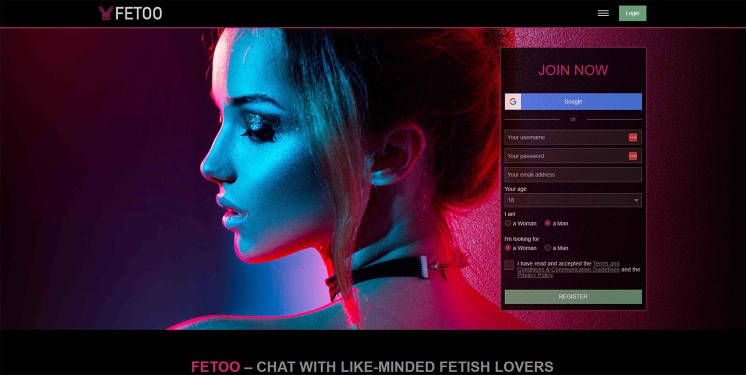 fetoo fetish site homepage