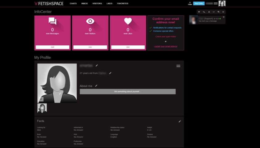 fetoo fetish site profile completion