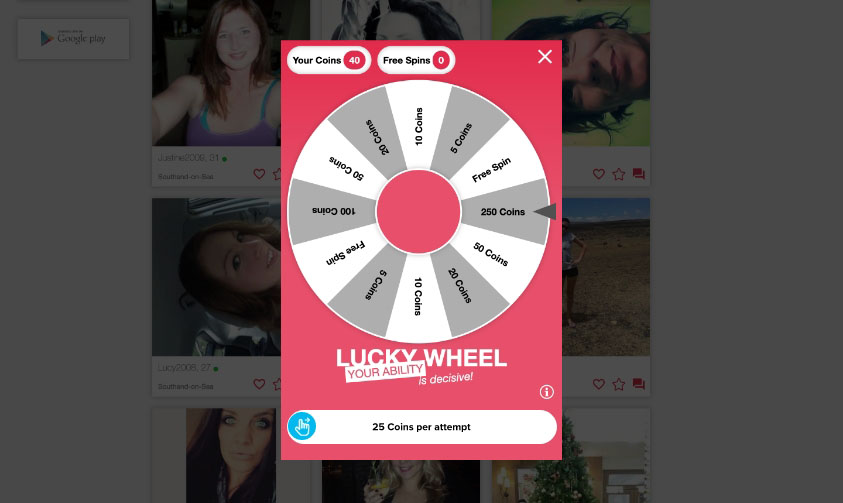 idates dating site lucky wheel feature