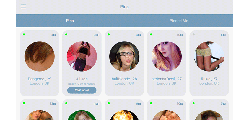 only flirts dating site pins feature