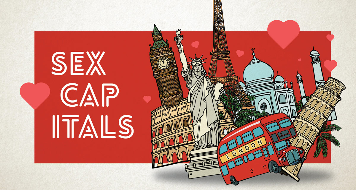 "Sex capitals" text clipart, including global monuments eg Big Ben, Statue of Liberty etc