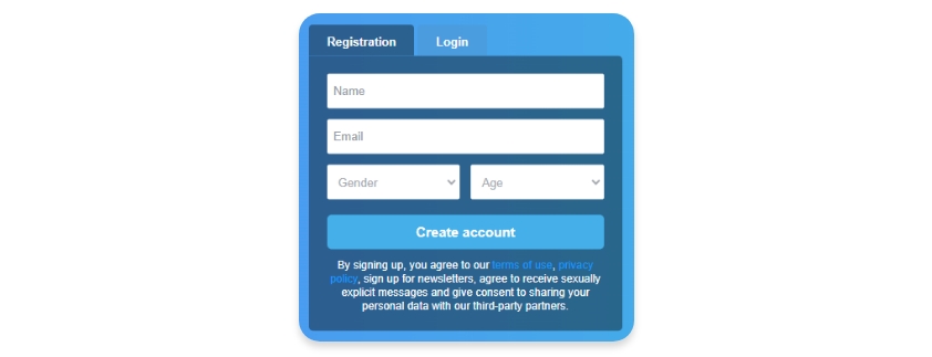 wethunt login process and form of dating site